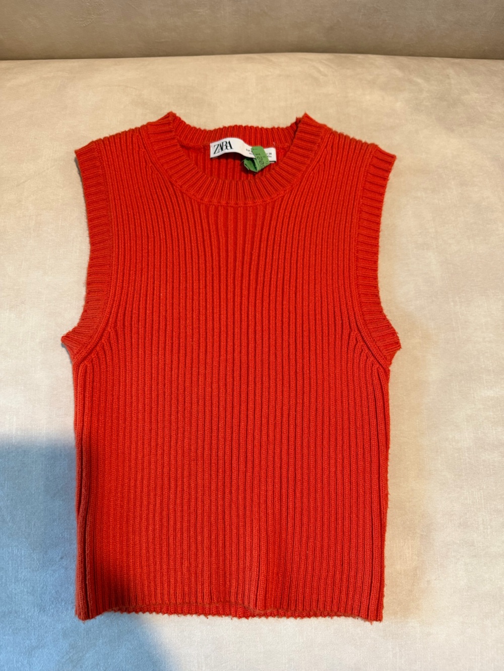 ZARA Men Ribbed Sleeveless Sweater Vest in Orange